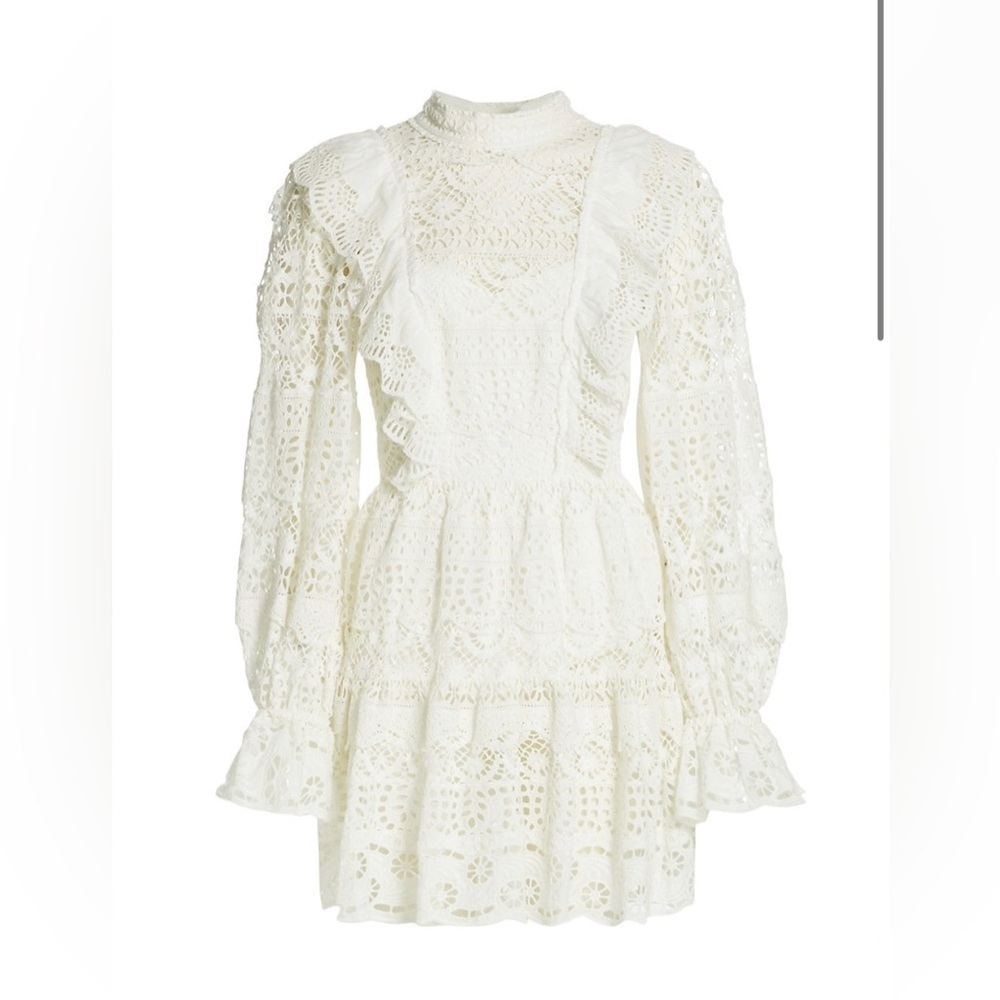 NWT Sea New York Patrizia Lace Open Back Mini Dress in White Size 6 - Picture 10 of 15